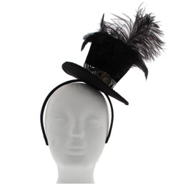 Zac's Alter Ego Steam Punk Top Hat Fascinator with Clockface & Feathers