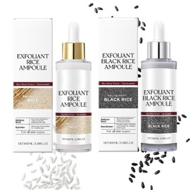 2 Pcs Black and White Rice Peeling Ampoule,Deep Hydrates Skin Pore Cleansing Gentle Peel Shot Skin All Skin Types.