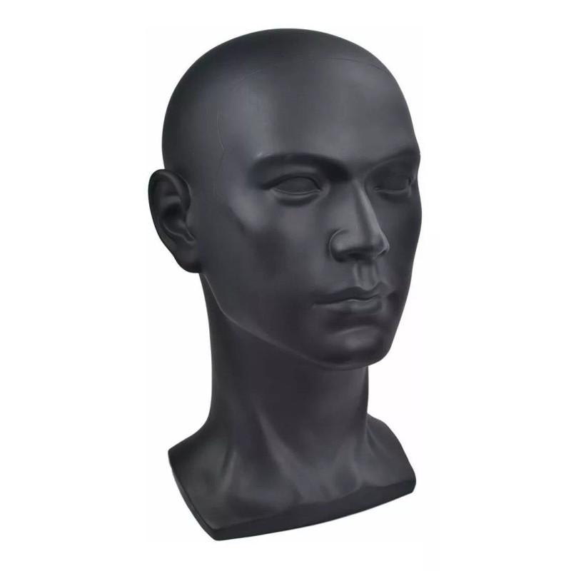 Si Fi Pvc Mannequin Head Black Male Manikin Dummy Stand
