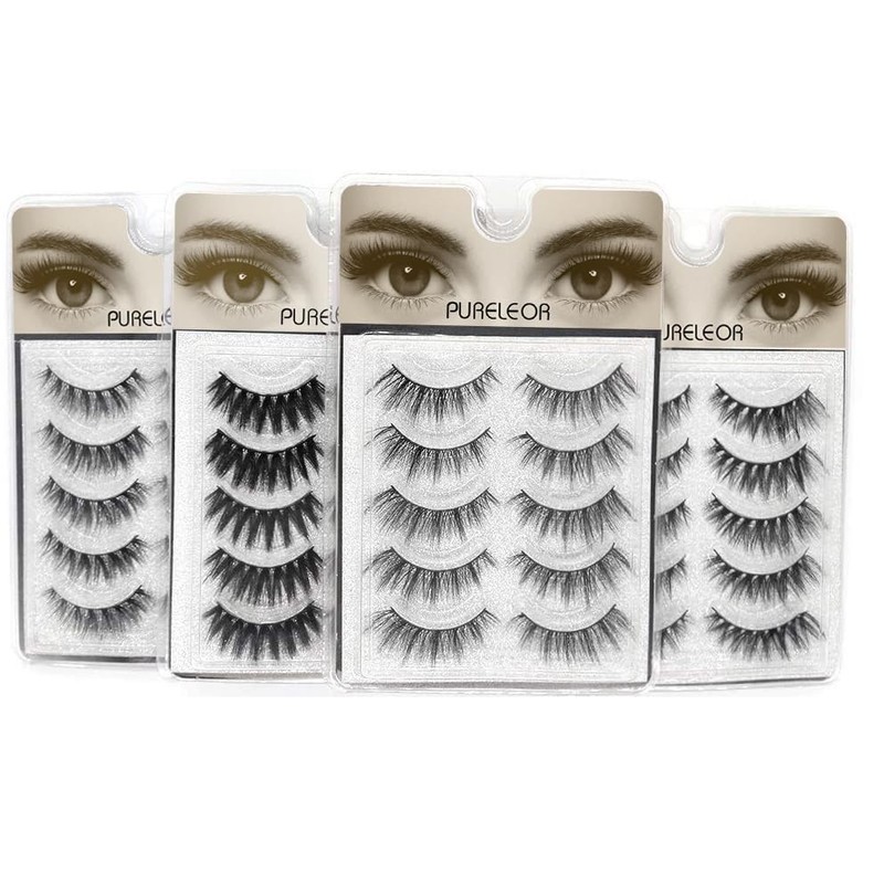 Purleor 3D pestañas de visón natural y dramático estilo Wispies