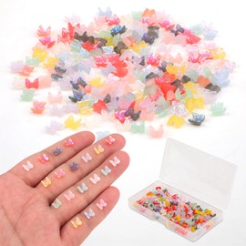 NQEUEPN 200pcs Mini Butterflies, Tiny Resin Butterflies Small Butterfly Figurines Micro Resin Butterflies for Dream Garden Doll House Miniature Landscape Decoration(Random Color)