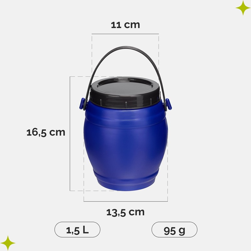 Garronda 1.5 Litre Container with Lid, Feeding Bin, Wide Neck