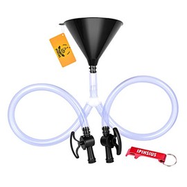 Beer Bong Funnel, Beer Bong Double Header Black with Flow Valve, Includes Bottle Opener, Chug Bud for Party Vacation Game