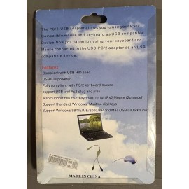 CablesOnline Black USB to Dual PS/2 Keyboard/Mouse Converter Cable Active Adapter, USB-2PS2B