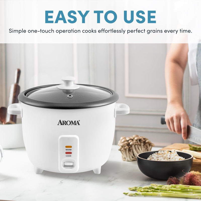 AROMA® Rice Cooker, 8-Cup (Uncooked) / 16-Cup (Cooked), Pot-Style Rice