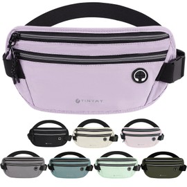 TINYAT Money Belt Anti Theft Hidden Passport Phone Holder Waterproof Bumbag Travel Waist Belt Fanny Pack Running Belts for Women Men
