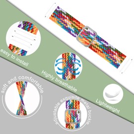 SeNool 20 mm Bracelet for Garmin vívomove Trend/Garmin Venu Sq 2/Venu Sq 2 Music/Venu 2 Plus, Nylon Replacement Watch Strap for GarminMove Sport/Garmin Vivoactive 3/Vivoactive 3 Music - Rainbow