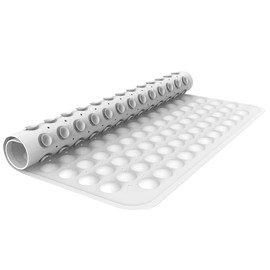 ANSIO® Shower Mats Non Slip Anti Mould Bath Mat for Bathroom Rubber Shower Mat with Drain Holes & Suction Cups Machine Washable (54 x 54 cm, Solid-White)