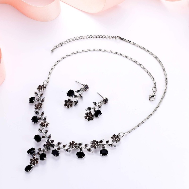 EVER FAITH Cristal Austriaco Bola de Boda Flor Hoja Collar
