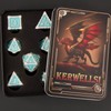 KERWELLSI Metal DND Dice Set with Gift Box, Blue Dungeons