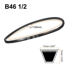 sourcing map 2pcs B46 1/2 Rubber V Belt, B Section V-Belt 49.2" Outside Circumference x 0.67" Width x 0.43" Thick, Industrial Power Transmission Belt, Black