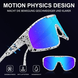 OULIQI TR90 Cycling Glasses, Polarised Sunglasses, Sports Glasses, Men and Women, UV400 Sports Glasses, Quick Glasses with Interchangeable Lenses for Outdoor Sports, Fishing, Cycling, Running (Blue)