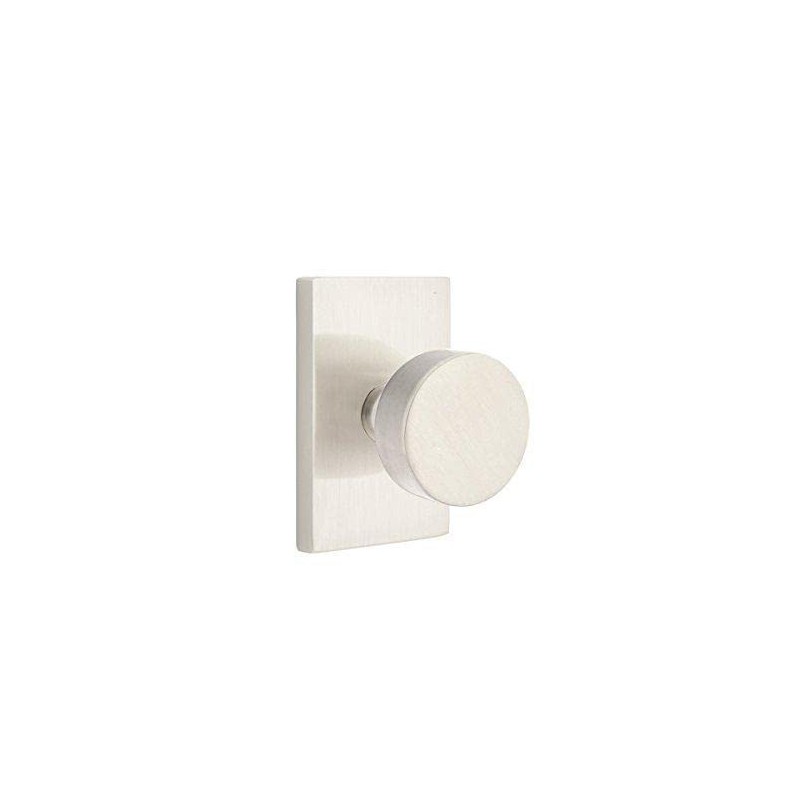 Passage Set, Modern Rectangle Rosette, Modern Round Knob, Satin Nickel