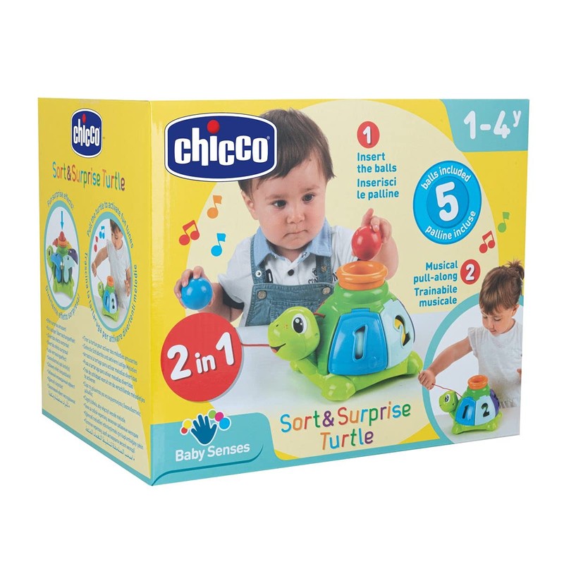 Chicco Sorting Turtle Pull Along 5 Colourful Balls 1-4 Years