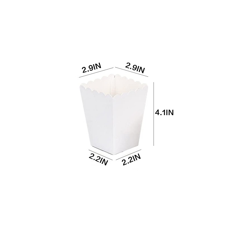 White Popcorn Boxes Mini Paper Popcorn Containers for Party,24 PCS