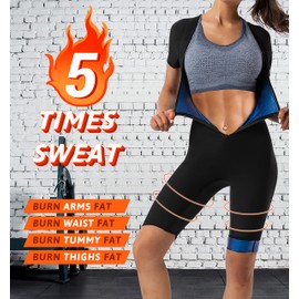 Women Sauna Suit Sweat Shirt Slimming Vest Hot Top Jumpsuit Shapewear,Armpit and Crotch Mesh（BH7008-01-XXL）