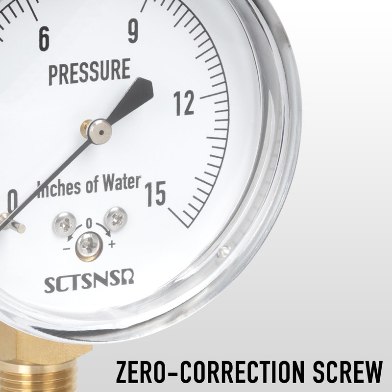 SCTSNSR 0 to 15 Inches of Water Column Pressure Gauge,