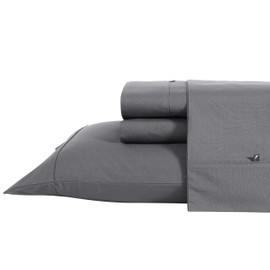 Nautica - Full Sheet Set, Cotton Percale Bedding Set, Crisp & Cool, Lightweight & Breathable (Whale Grey, Full)
