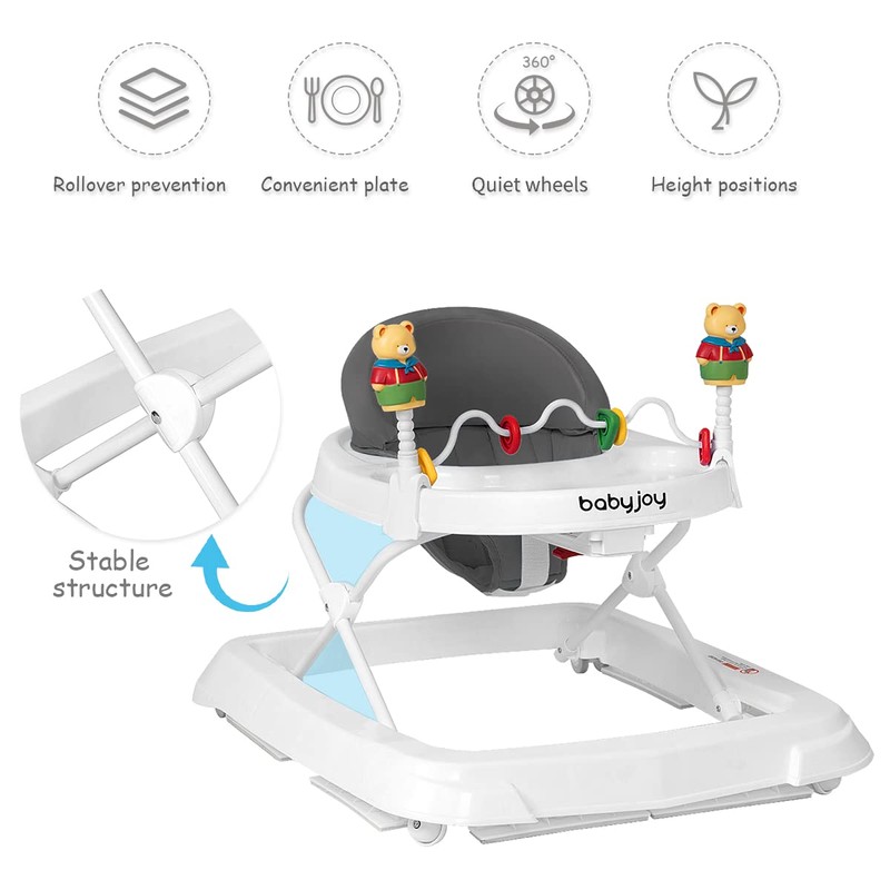 BABY JOY Baby Walker, Foldable Activity Walker with Adjustable Height,