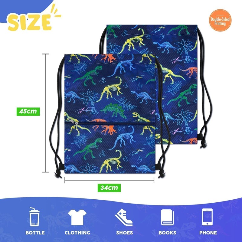 WAWSAM Dinosaur Gym Bag Children - Sports Bag Waterproof Bag