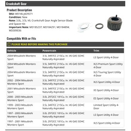 Crankshaft Gear Kit - Compatible with 1997-2004 Mitsubishi Montero Sport 3.0L 3.5L V6