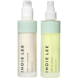 Indie Lee CoQ-10 Facial Skin Care Set - Includes CoQ-10 Cleanser and Toner for Hydrated, Nourished, Glowing Skin (2 Count, 4.2 Fl Oz/ 4.2 Fl Oz)