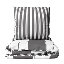 Leonado Vicenti Bed Linen Set Grey 135 x 200 cm Cover 80 x 80 cm Pillowcase Striped Cotton with Concealed Zip Reversible Bed Linen