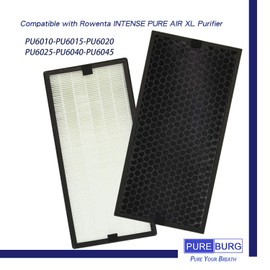 PUREBURG Replacement HEPA Filter + Activated Carbon Filter Compatible with Rowenta Intense Pure AIR XL Purifier PU60XX Series PU6010 PU6015 PU6020 PU6025 PU6040 PU6045 Part # XD6077U0 XD6061 XD6066