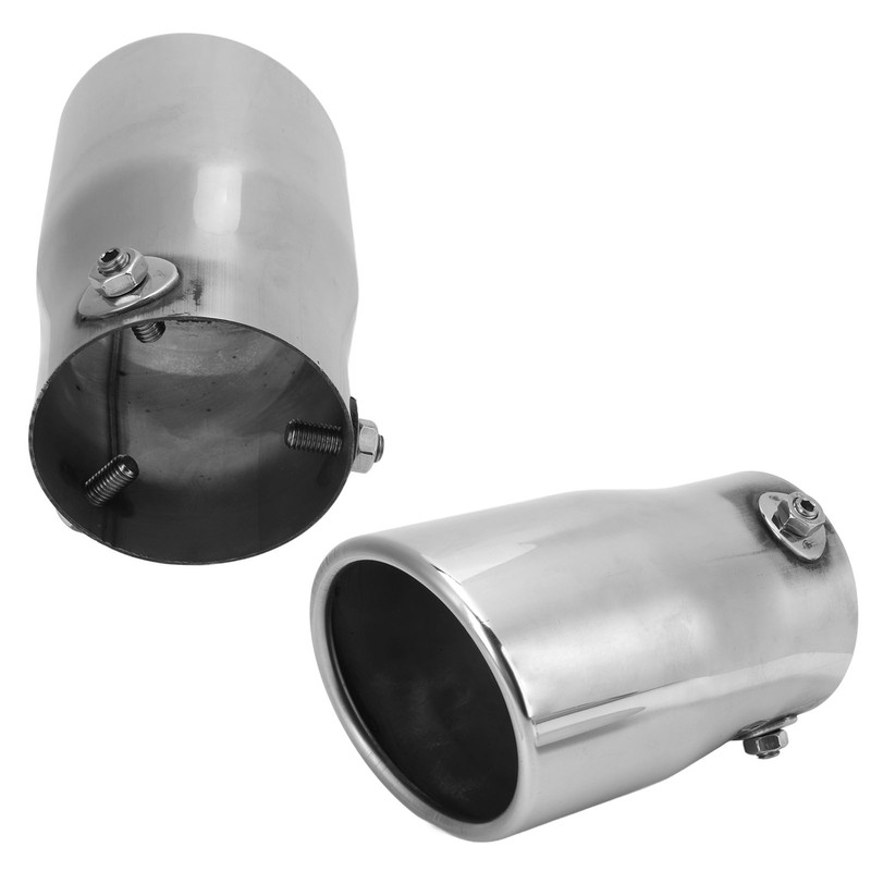 Silver Universal Exhaust Muffler Stainless Steel Exhaust Tip 76mm/2.99in Inlet