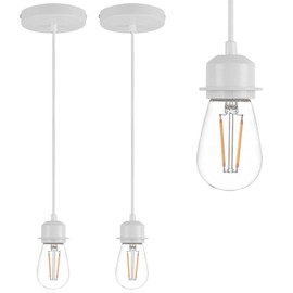 Xisakaca 2 Pack Vintage Pendant Light Kit, Farmhouse E27 Base Industrial Lamp Lantern Socket Canopy Kit Cord Holder, DIY Hanging Light Ceiling Lighting Fixture for Kitchen Island Corridor Bar Cafe
