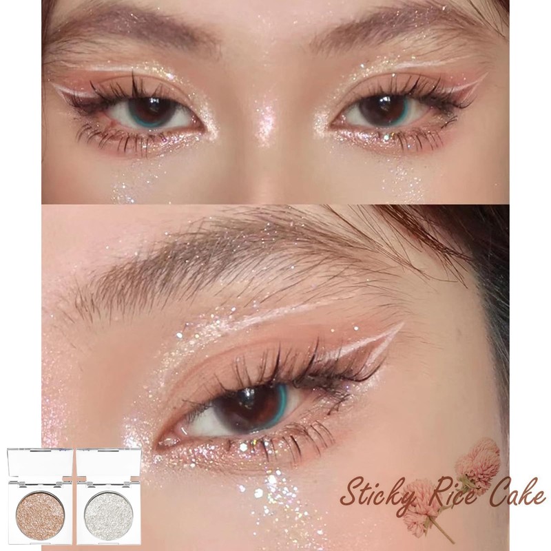 Glitter Eyeshadow Palette, Shimmer Silver Brown Eyeshadow Eye Glitter Makeup,