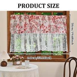 FOSDICK Bistro Curtain Kitchen 140 W x 50 H cm, Bistro Curtain Kitchen, Kitchen Curtains, Short Curtains, Country House Curtains, White Semi-Transparent Window Curtain for Small Windows, Motorhome