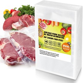 100 Bolsas para Sellar al Vacio Alimentos de 30*20 CM, MYAIOL Bolsas Selladoras al Vacío Precortadas Espesadas, Sin BPA, Grado Comercial, Ideal para Comida Sellada, Preparación de Comidas o Sous Vide