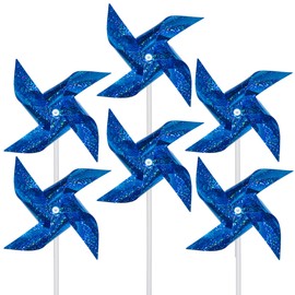 Tsocent Pinwheels (Pack of 12) - Toy Wind Spinners and Party Favors Gifts for Kids, Outdoor Decorational Pinwheels for Yard and Garden (Blue)