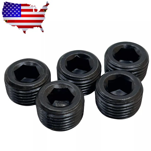 Unbranded 5x Carbon Steel Pipe Plug Fitting 1/4" NPT Male