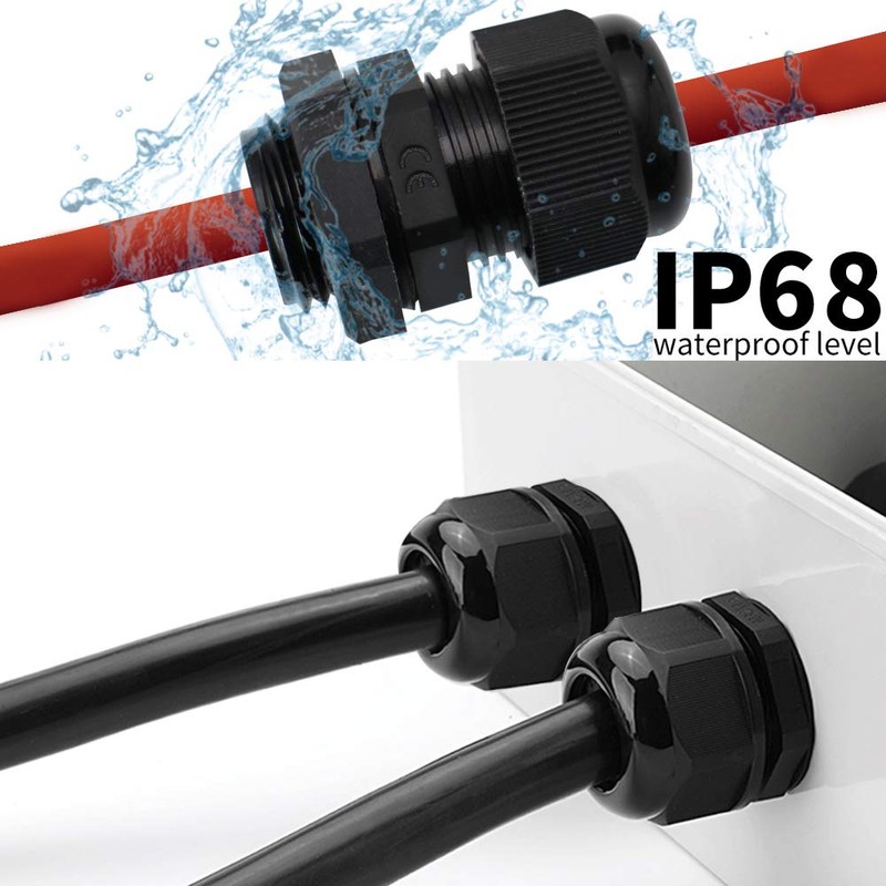 MAKERELE NPT Cable Glands Kit Waterproof Adjustable Nylon 1/4” 3/8”