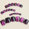 Press on Toenails Purple Glitter Fake Toe Nails Cat Eye