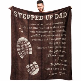 Sbangtu Fathers Day Bonus Dad Gifts, Step Dad Gifts from Daughter Son, to Our Bonus Dad Gift Throw Blanket 50X60, Bonus Dad Birthday Gift Ideas, Stepped Up Dad Father Gifts, Best Step-Dad Ever Gifts