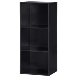 Hodedah Import 3 Shelf Bookcase, Black