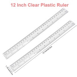 Pletpet 2 Pack 12 inch Clear Plastic Straight Shatterproof Transparent Rulers for Office Supply