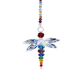 H&D HYALINE & DORA Crystal Dragonfly Rainbow Suncatcher Hanging Fengshui Chakra Beads Pendant Window Decor