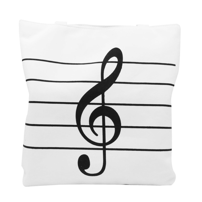 Music Notes Handbag Canvas Tote Bag Reusable Grocery Bag Shoulder