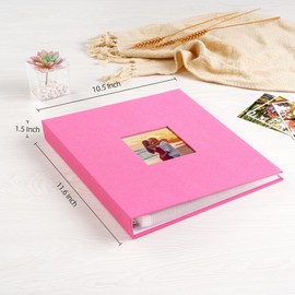 Mublalbum 8.5x11 Inch DIY Scrapbook Photo Album with 40 Plastic Sleeves 80 Pages Top-Loading Protectors, Linen Cover 3-Ring Binder for Baby Wedding Travel and DIY Projects (Pink)