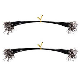 Fishing Lure Wire Trace, 50 Pack Steel Anti-Bite Fishing Line Trace Lure Leaders with Swivels and Snaps for Saltwater Freshwater and Outdoor Fishing (30cm/Black)