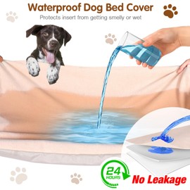 ALWZ-RDY Dog Bed Covers Replacement Washable for Round & Donut Dog Bed 100% Waterproof Dog Bed Sheets Soft & Noiseless Pet Bed Cover 45" x 45" x 11" Beige