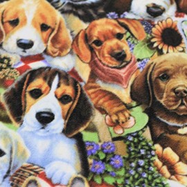 Garden Puppies Anti-Pill Premium Fleece Fabric by The Yard