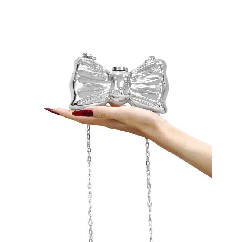 COOLOYA Women's Bow Acrylic Clutch Purses Mini Metallic Handbag Evening