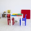Humble Crew, White/Blue/Red Kids 2-in-1 Plastic Building Blocks-Compatible Activity Table