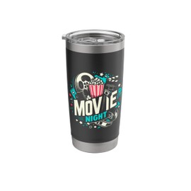 Movie Night Popcorn Film Reel Theatre Family Cinema Ticket Stainless Steel Insulated Tumbler