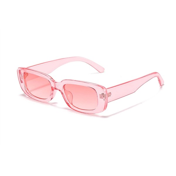 IKANOO Rectangle Sunglasses Women Fashion UV 400 Retro Square Frame Glasses Eyewear (Pink)